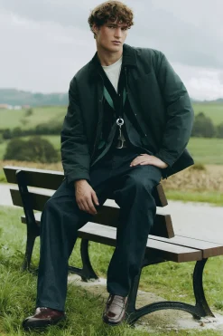 Springfield Parka corta cuello pana azul Sale