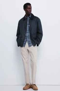 Springfield Parka corta cuello pana azul Sale