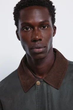 Springfield Parka corta cuello pana kaki Clearance