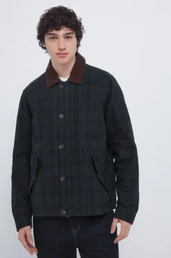 Springfield Parka cuadros cuello pana estampado