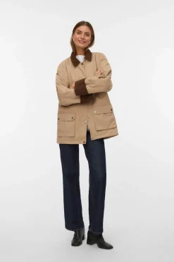 Vero Moda Parka encerada multibolsillos Marr&oacute;n Clearance