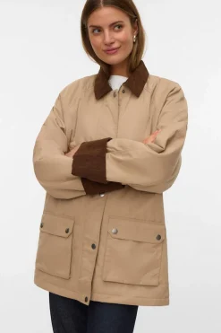 Vero Moda Parka encerada multibolsillos Marrón Clearance