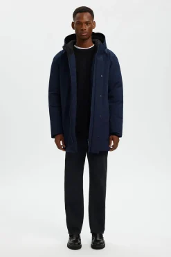 Selected Parka impermeable con capucha Azul marino Hot