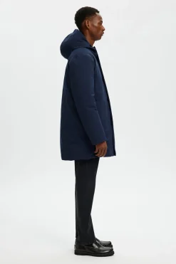 Selected Parka impermeable con capucha Azul marino Hot