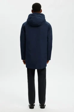 Selected Parka impermeable con capucha Azul marino Hot