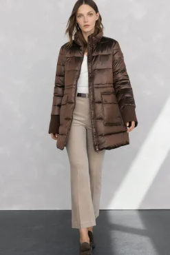 Pedro del Hierro Parka larga acolchada Marr&oacute;n Discount