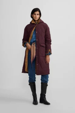 Silbon Parka larga acolchada detalles pana Granate Hot