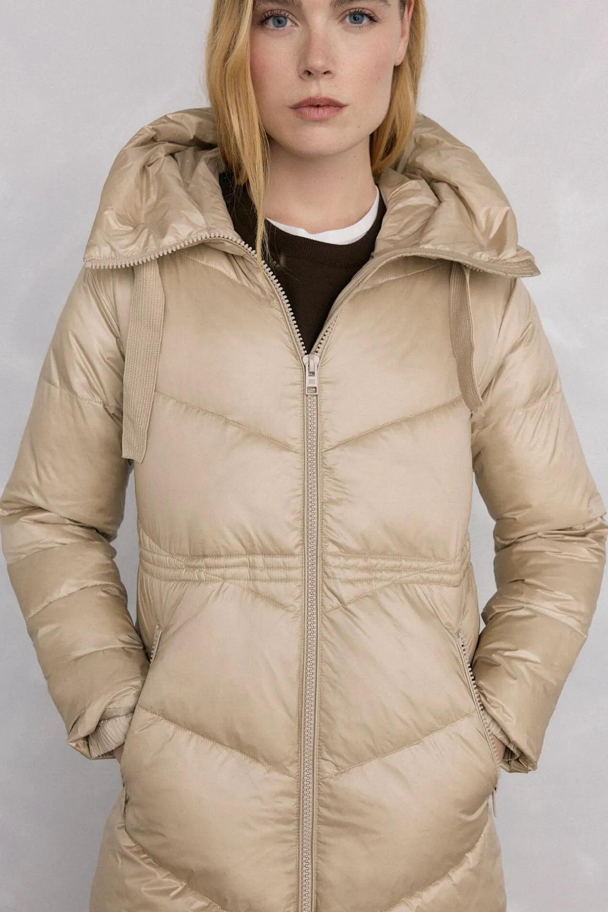 Pedro del Hierro Parka larga capucha Crudo