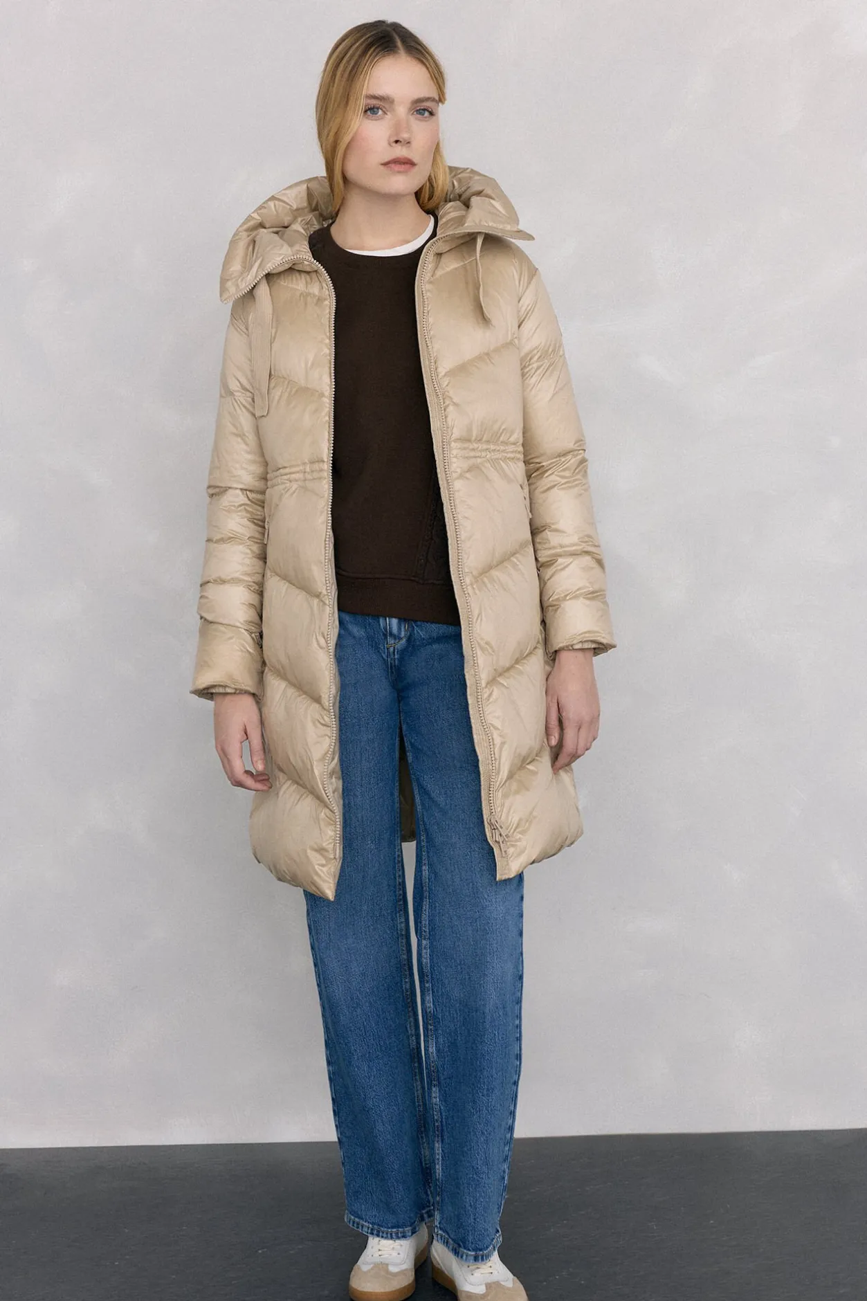 Pedro del Hierro Parka larga capucha Crudo