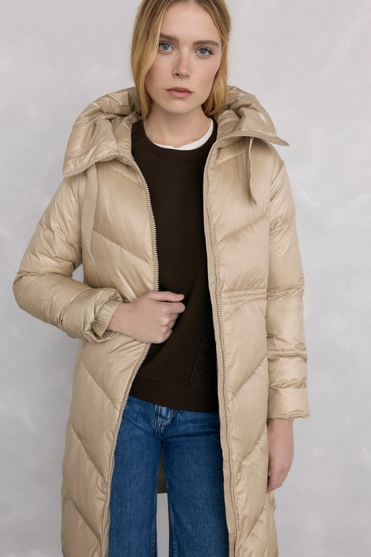 Pedro del Hierro Parka larga capucha Crudo