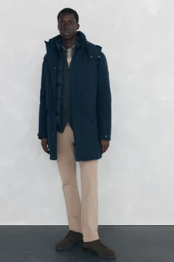 Pedro del Hierro Parka larga capucha con vistas Azul Outlet