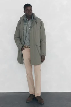 Pedro del Hierro Parka larga capucha con vistas Verde Sale