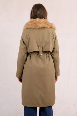 Molly Bracken Parka larga con cuello en tejido de pelo Kaki Discount