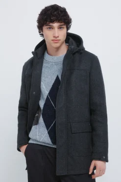 Springfield Parka larga efecto lana gris Sale