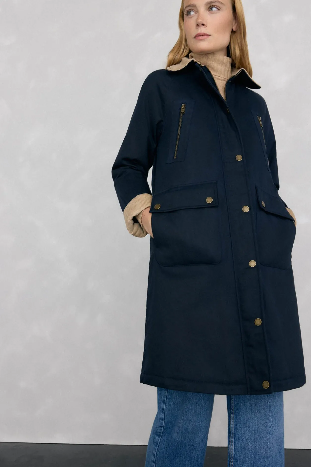 Pedro del Hierro Parka larga encerada Azul Best