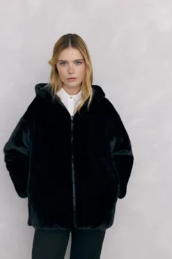 Pedro del Hierro Parka reversible pelo Negro Clearance