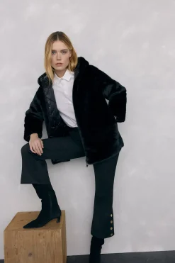 Pedro del Hierro Parka reversible pelo Negro Clearance