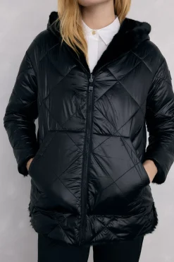 Pedro del Hierro Parka reversible pelo Negro Clearance