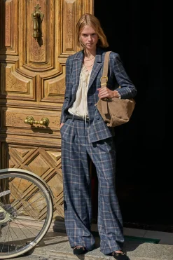 Hoss Intropia Patricia. Pantalones cuadros Azul marino Sale