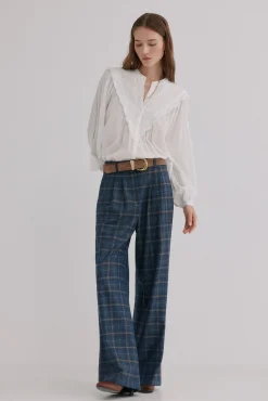 Hoss Intropia Patricia. Pantalones cuadros Azul marino Sale