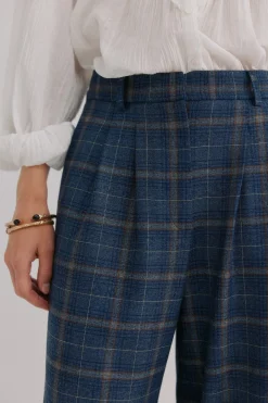 Hoss Intropia Patricia. Pantalones cuadros Azul marino Sale