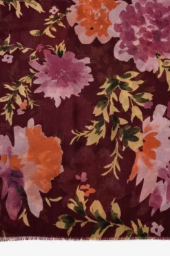 Vilanova Pañuelo Rectangular Estampado Floral Granate Online