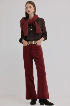 Hoss Intropia Paulette. Pantalón wide leg Granate Clearance