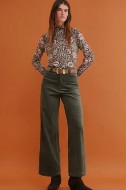 Hoss Intropia Paulette. Pantalón wide leg Kaki Best