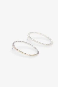 Cortefiel Pendiente aros strass Gris New
