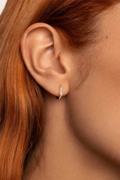 Singularu Pendiente Suelto Aro Cleo Cruzado Plata Baño Oro amarillo Clearance