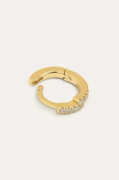 Singularu Pendiente Suelto Aro Cleo Cruzado Plata Baño Oro amarillo Clearance