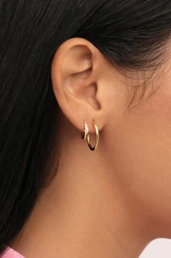 Singularu Pendiente Suelto Aro Halo Plata Baño Oro amarillo Sale