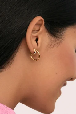 Singularu Pendiente Suelto Aro Halo Plata Baño Oro amarillo Sale