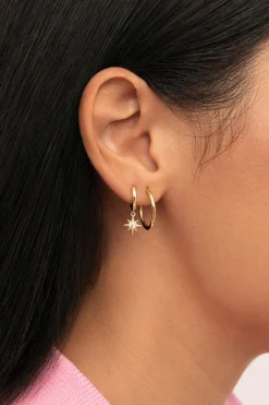 Singularu Pendiente Suelto Aro Stella Plata Baño Oro amarillo Clearance