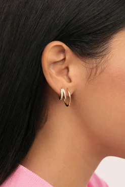 Singularu Pendiente Suelto Doble Scarlett Baño Oro amarillo Outlet