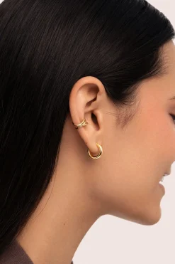 Singularu Pendiente Suelto Ear Cuff Triple Cross Baño Oro amarillo Best