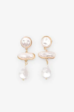 Cortefiel Pendientes de perla madre Marfil Hot