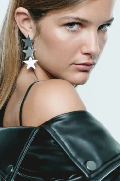 Springfield Pendientes estrellas cascada gris New