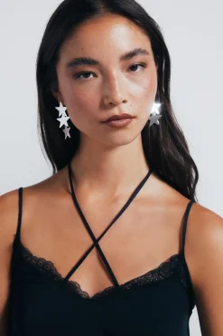 Springfield Pendientes estrellas cascada gris New