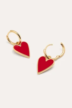 Singularu Pendientes Lovely Heart Baño Oro amarillo New
