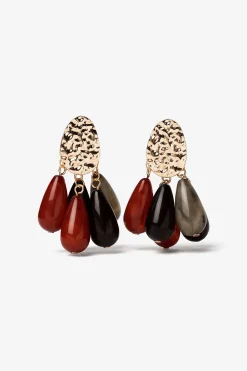 Vilanova Pendientes Martillados con Colgantes amarillo