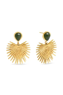 Singularu Pendientes Verde Catalina Acero Baño Oro amarillo Online