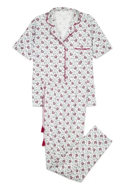 Women'secret Pijama camisero algodón estampado flores marfil New