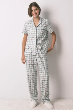 Women'secret Pijama camisero algodón cuadros estampado Outlet
