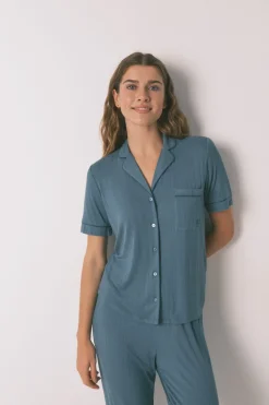 Women'secret Pijama camisero Capri viscosa verde Sale