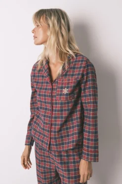 Women'secret Pijama camisero cuadros 100% algodón azul Online