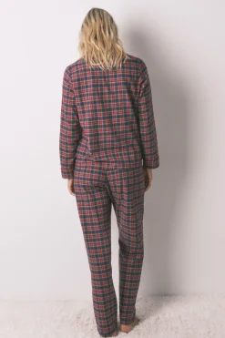 Women'secret Pijama camisero cuadros 100% algodón azul Online