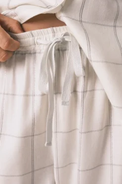 Women'secret Pijama camisero franela algodón blanco print cuadros marfil Best