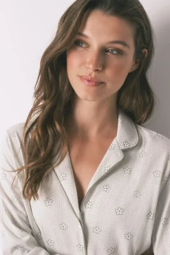 Women'secret Pijama camisero largo 100% algodón Snoopy marfil Discount