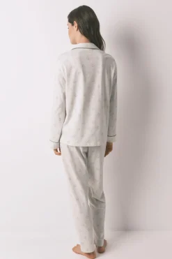 Women'secret Pijama camisero largo 100% algodón Snoopy marfil Discount